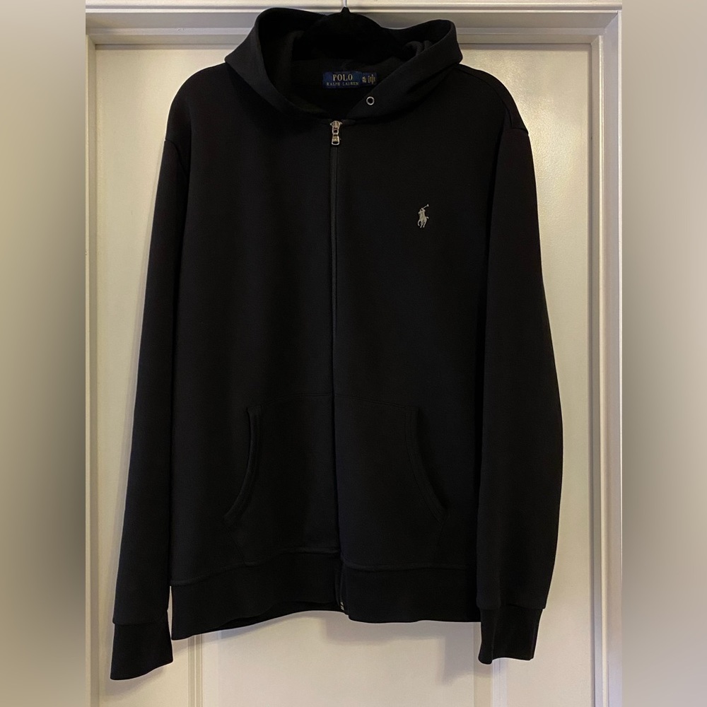 Polo Ralph Lauren Double Knit Black Full Zip Hoodie XL